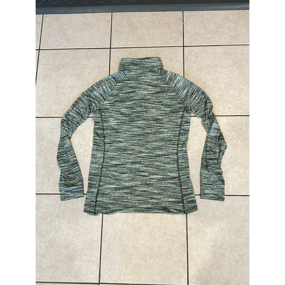Under Armour Women's Small Pullover Long Sleeve Athletic Top Green Black Stripe - Picture 3 of 3